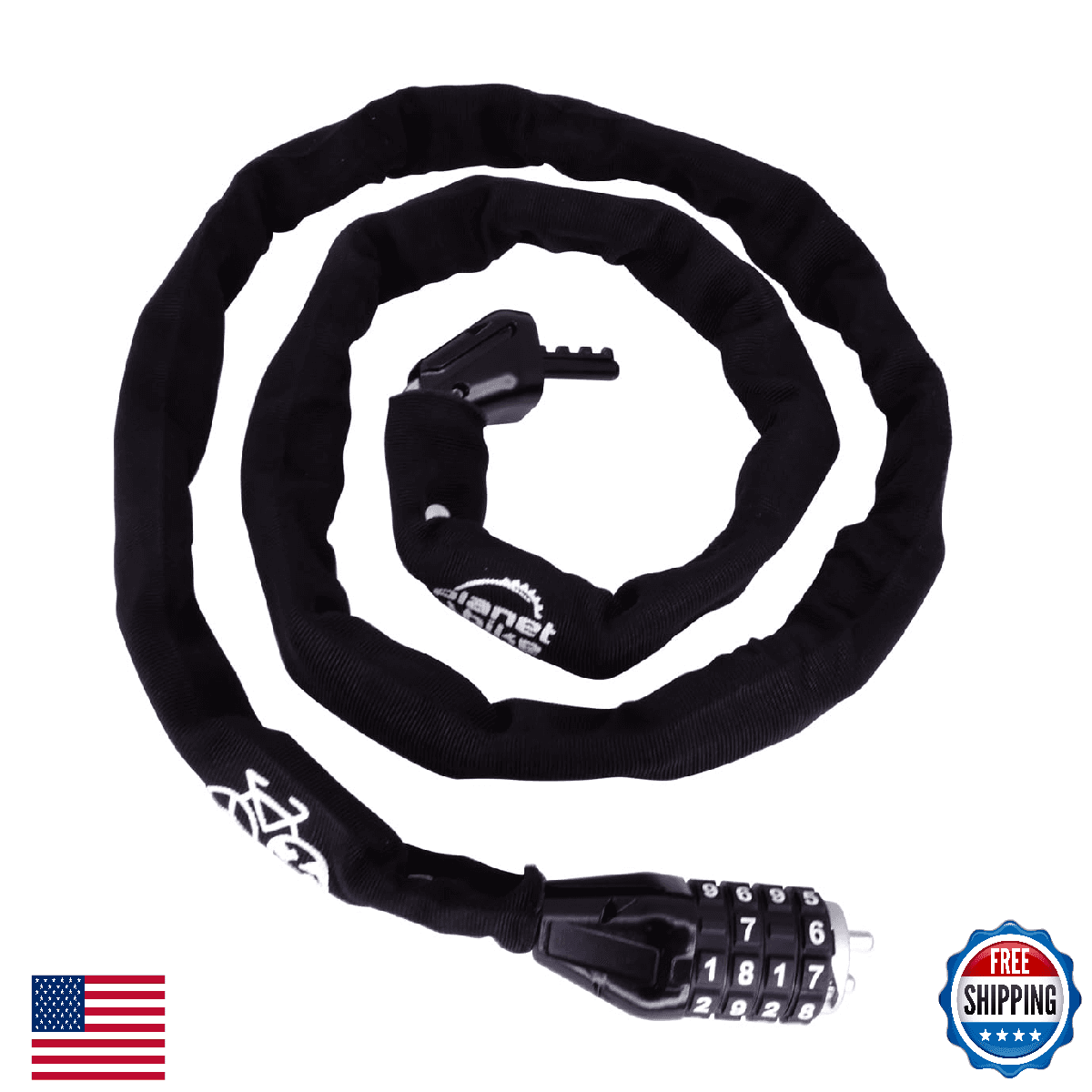 Planet Bike Quick Stop XL 6mm Steel Chain Resettable Bike Lock - Image 1