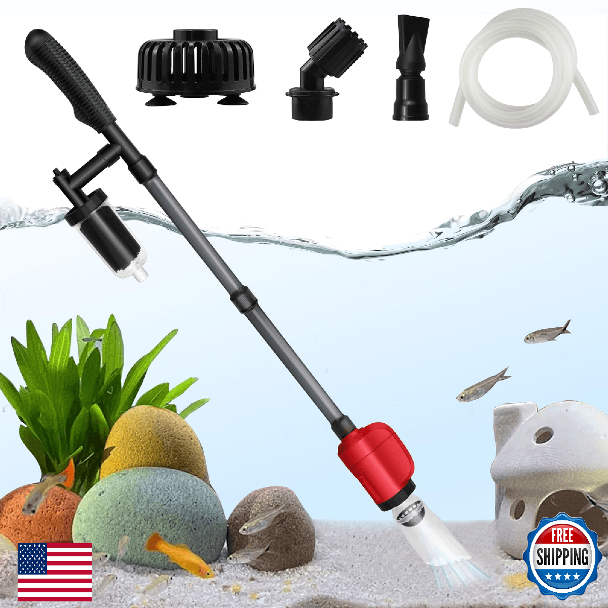 BSTCWCP Electric Aquarium Vacuum Gravel Cleaner, 36W 6 in 1 Multifuction Automat - Image 1