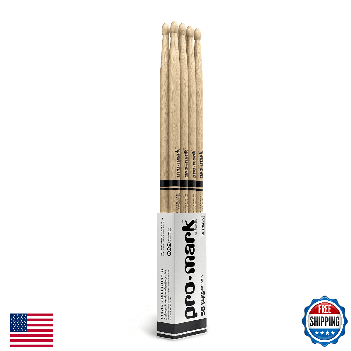ProMark Classic Attack 5B Shira Kashi Oak Drumsticks Oval Wood Tip Buy 3 Pairs G - Image 1