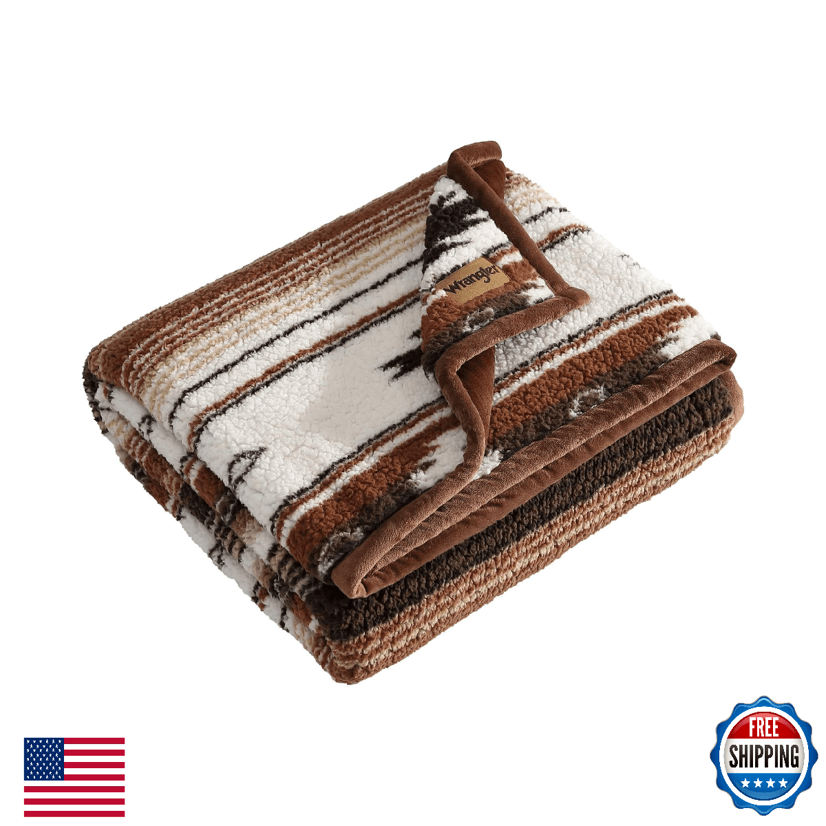 Wrangler Super Soft Sherpa Throw Blanket Yellowstone Coyote Sands Orange 50x60 - Image 1