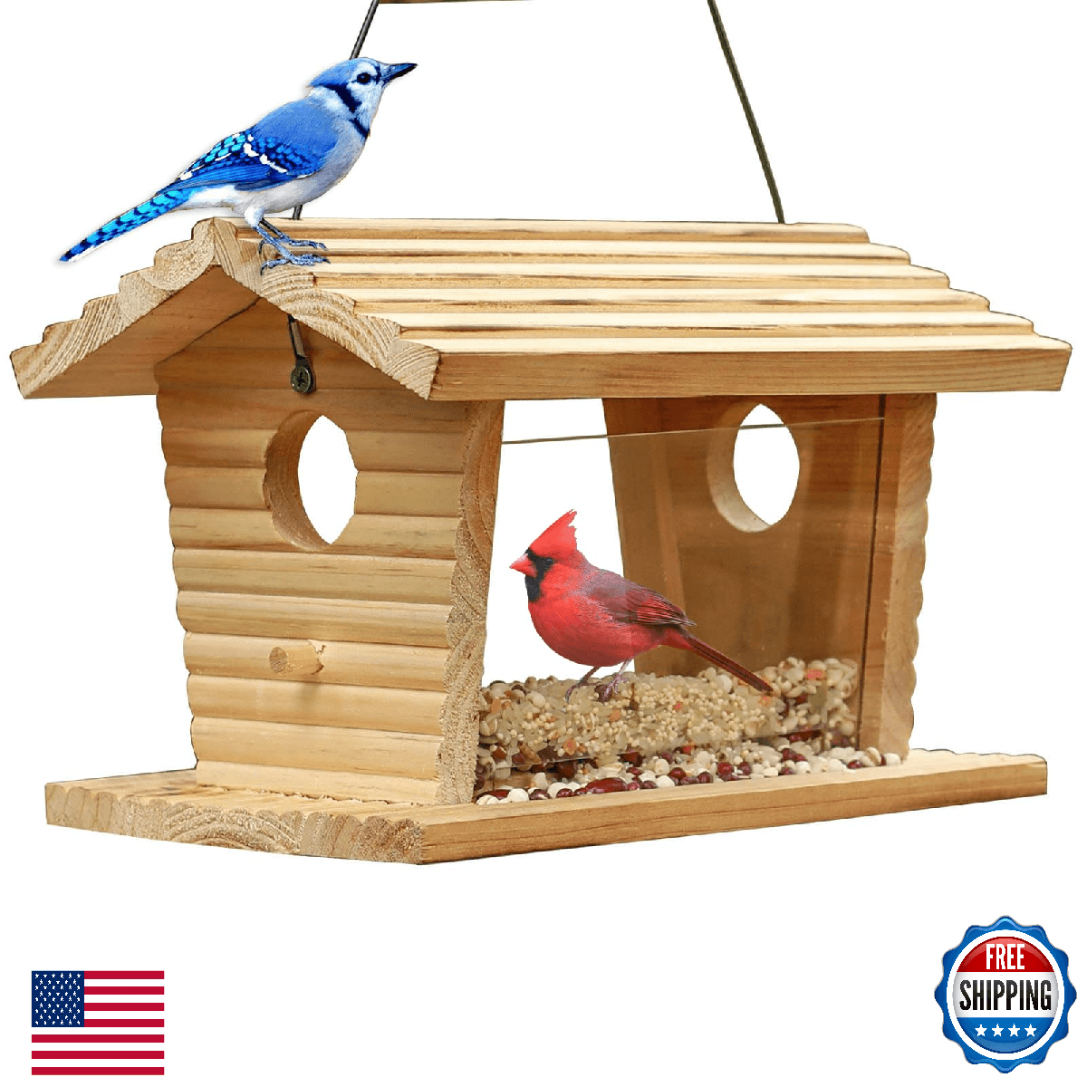 STARSWR Bluebird Feeder Outdoor, Mealworm Bird Feeder Squirrel Proof - Image 1