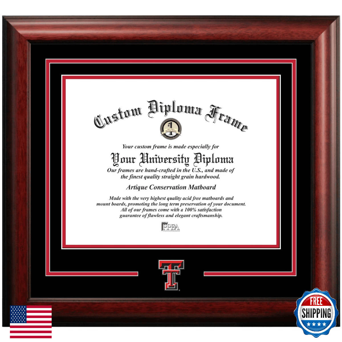 Campus Images Texas Tech University Spirit Diploma Frame - Image 1