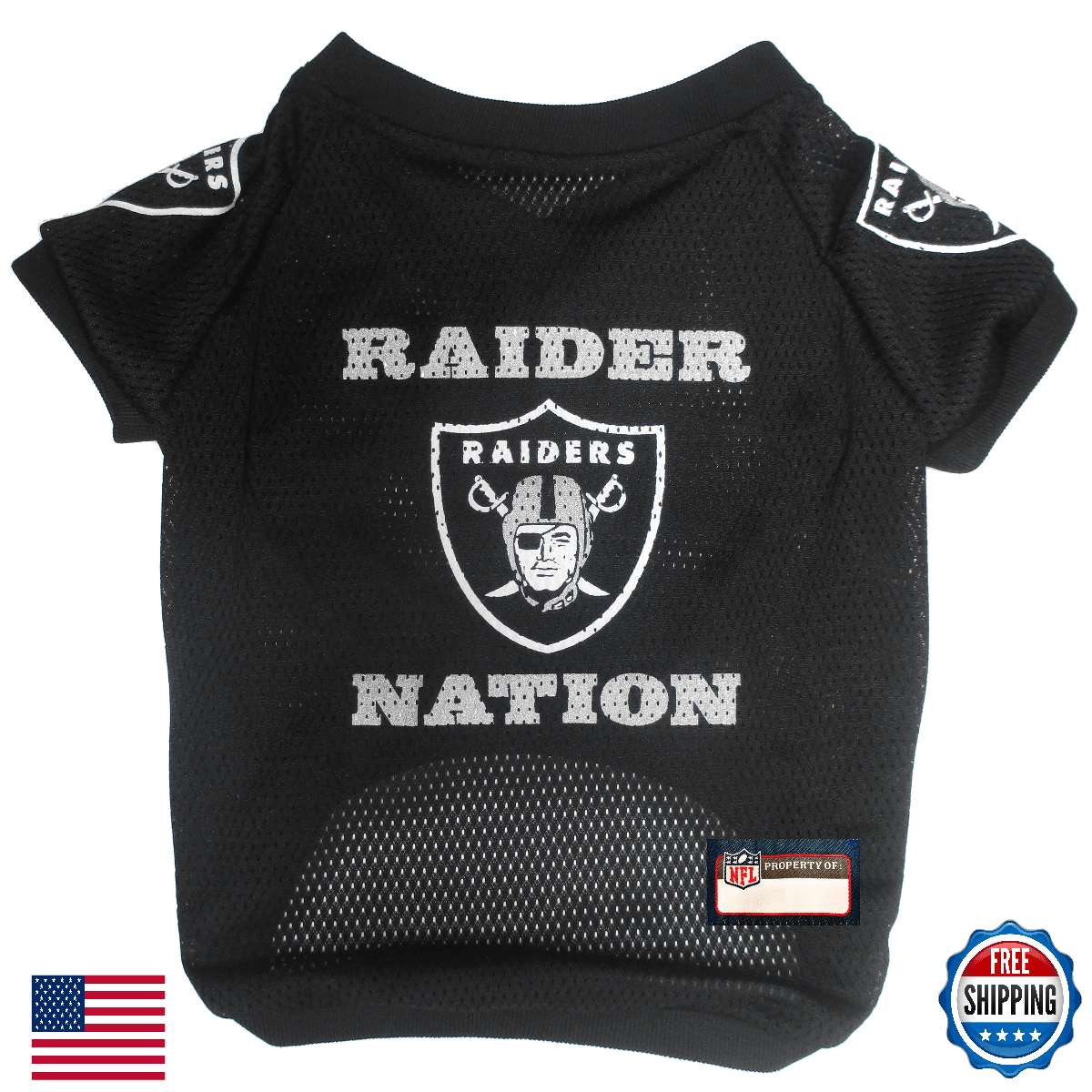 Pets First NFL Raiders Dog Raglan Jersey - Multi, One Size - Image 1