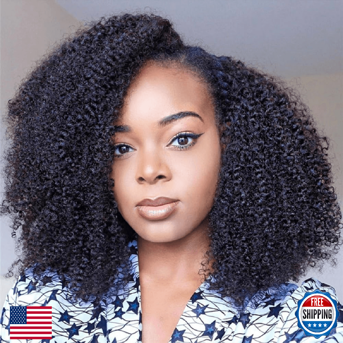Mongolian Afro Kinky Curly Human Hair Bundles 4B 4C Extensions - Image 1