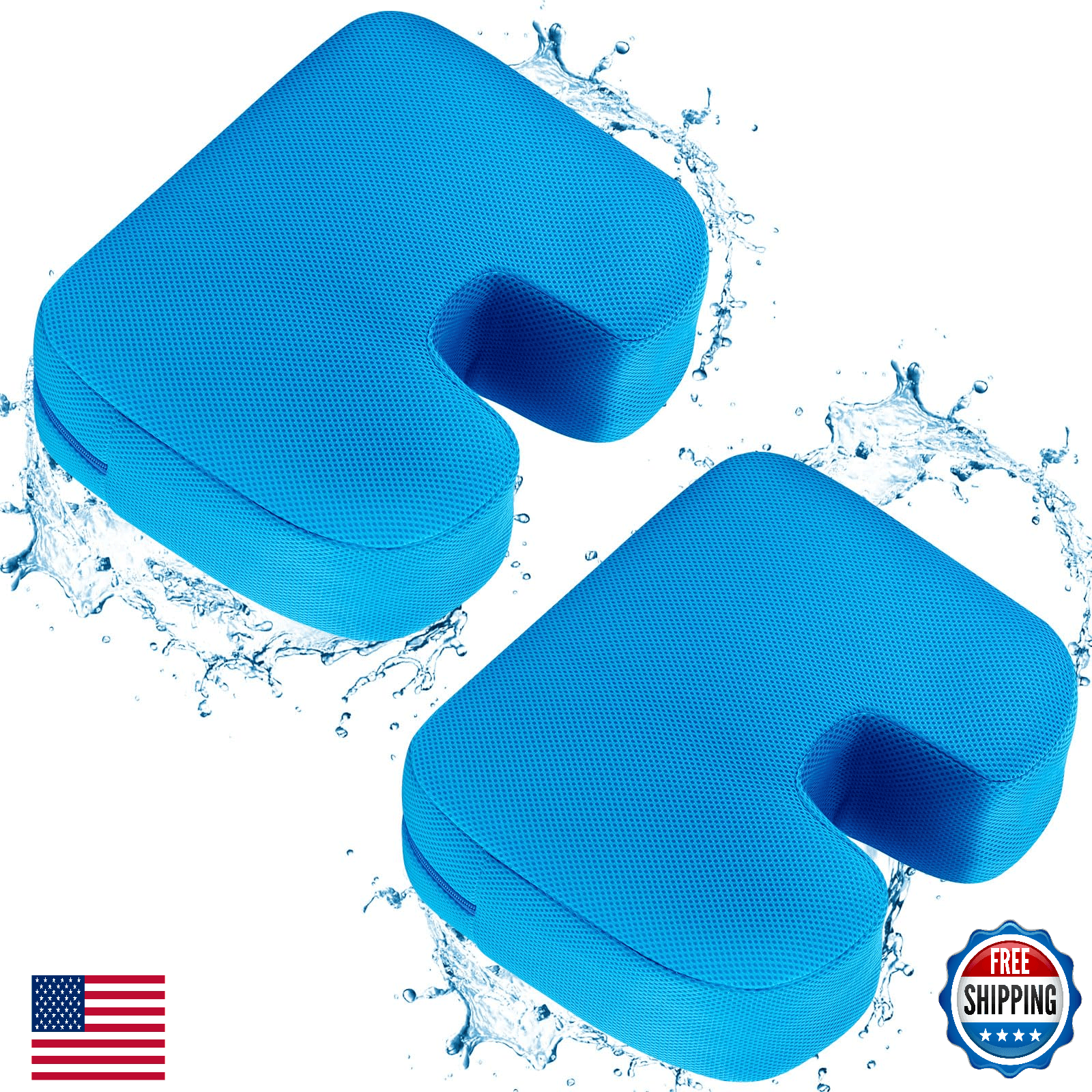 2 Pcs Suzile Hot Tub Booster Seat Inflatable Cushion Non-Slip Quick Dry Blue Spa - Image 1