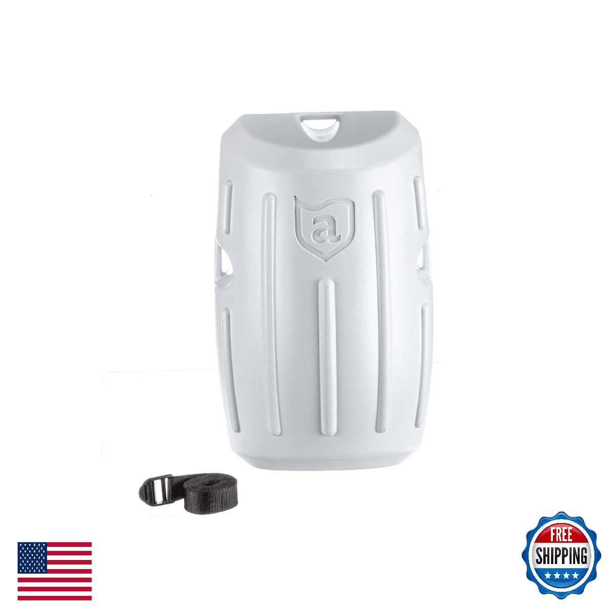Attwood 93536-1 Softside Pontoon Boat Fender, White - Easy Mount - Image 1