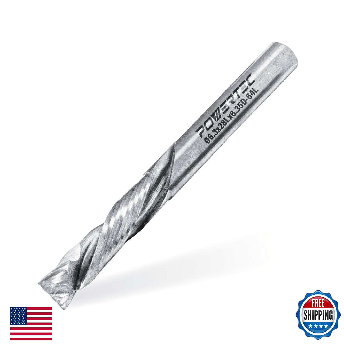 POWERTEC Tungsten Carbide Compression Spiral Router Bit, 1/4" Shank, 1/4" Cut - Image 1