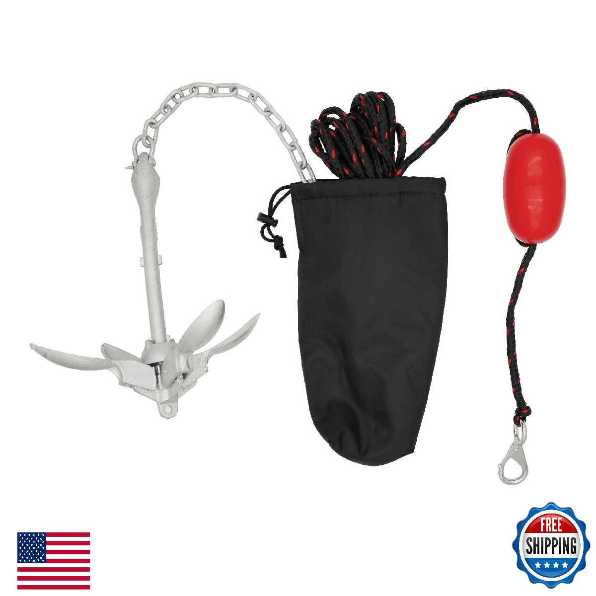 Extreme Max BoatTector 3.5lb Grapnel Anchor Kit Kayak PWC Small Boats - Image 1