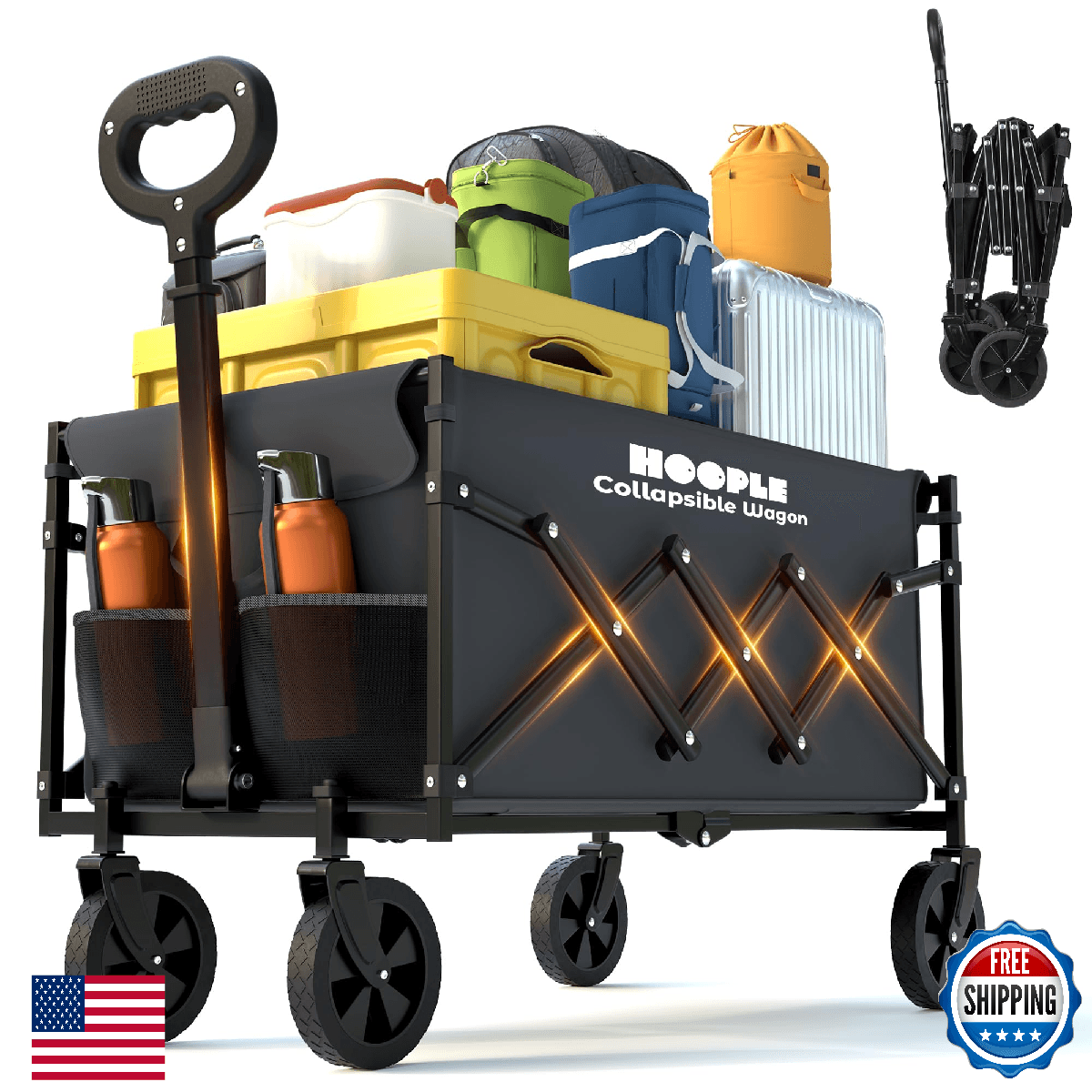 Heavy Duty Collapsible Folding Wagon Cart w/ Wheels 220 lbs All-Terrain - Image 1