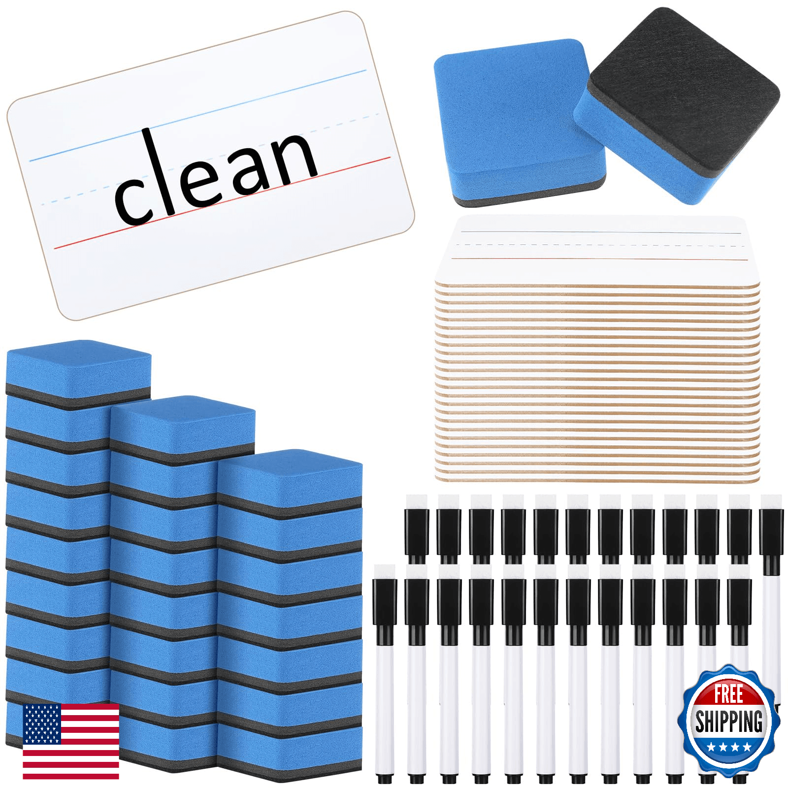 Colarr 24 Sets Mini White Boards 6"x 9" Dry Erase Boards Classroom Pack Includes - Image 1