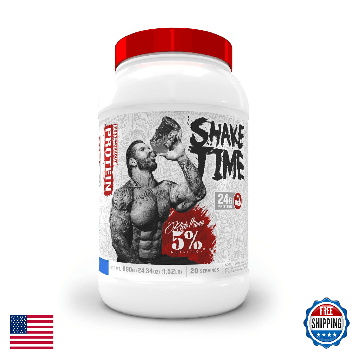 5% Nutrition Rich Piana Shake Time | 24g Animal Based Protein Drink | Grass-Fed - Image 1
