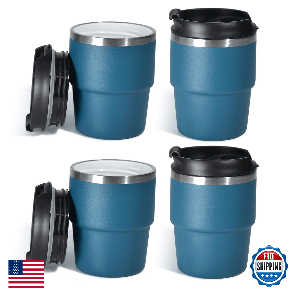 CHLJAR 6 oz Espresso Cup, Ceramic-Lined 18/8 Stainless Steel Coffee Cup With lid - Image 1