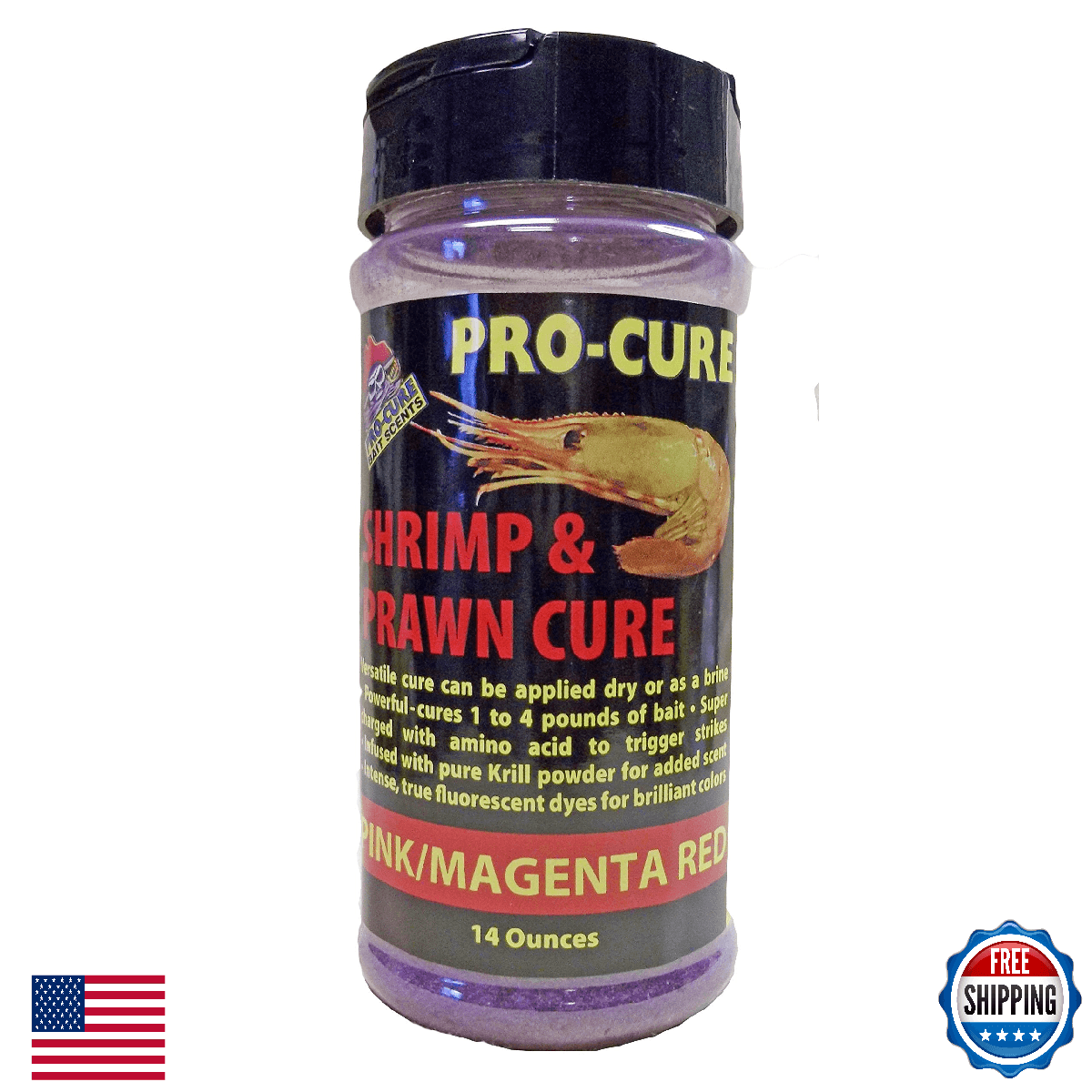 Pro-Cure Shrimp & Prawn Cure, 14 oz, Pink/Magenta Red - Toughens Bait - Image 1