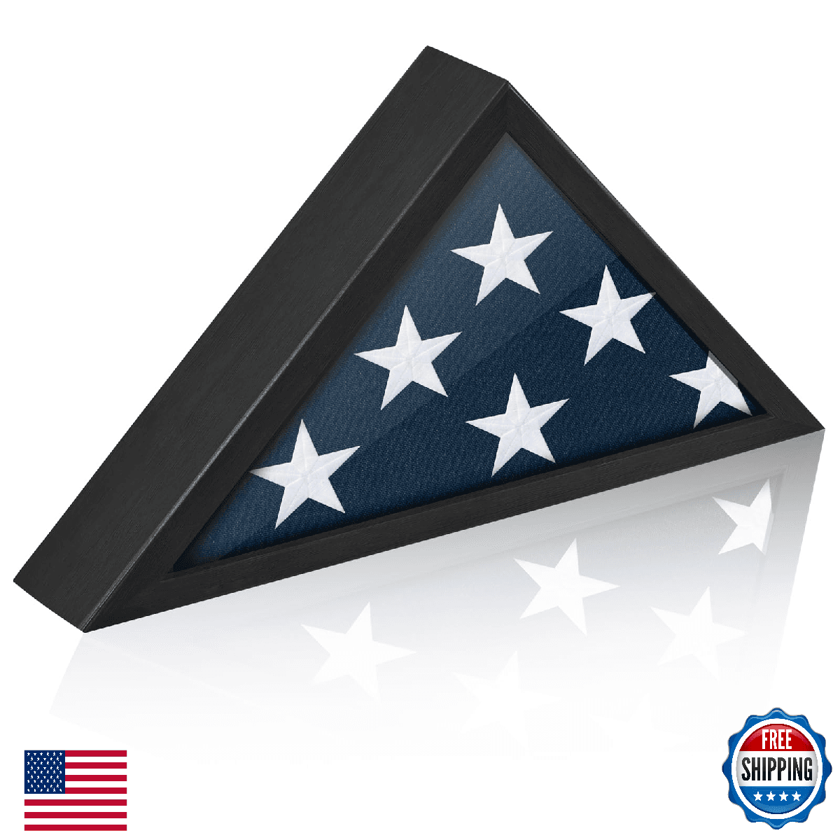 Flag Case for 3x5 FT Flag Memorial American Flag Shadow Box Wall Mount Black Woo - Image 1