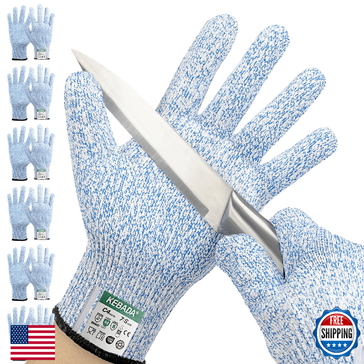 Kebada Cut Resistant Gloves, Food Grade, ANSI A4, Level 5 Protection - Image 1
