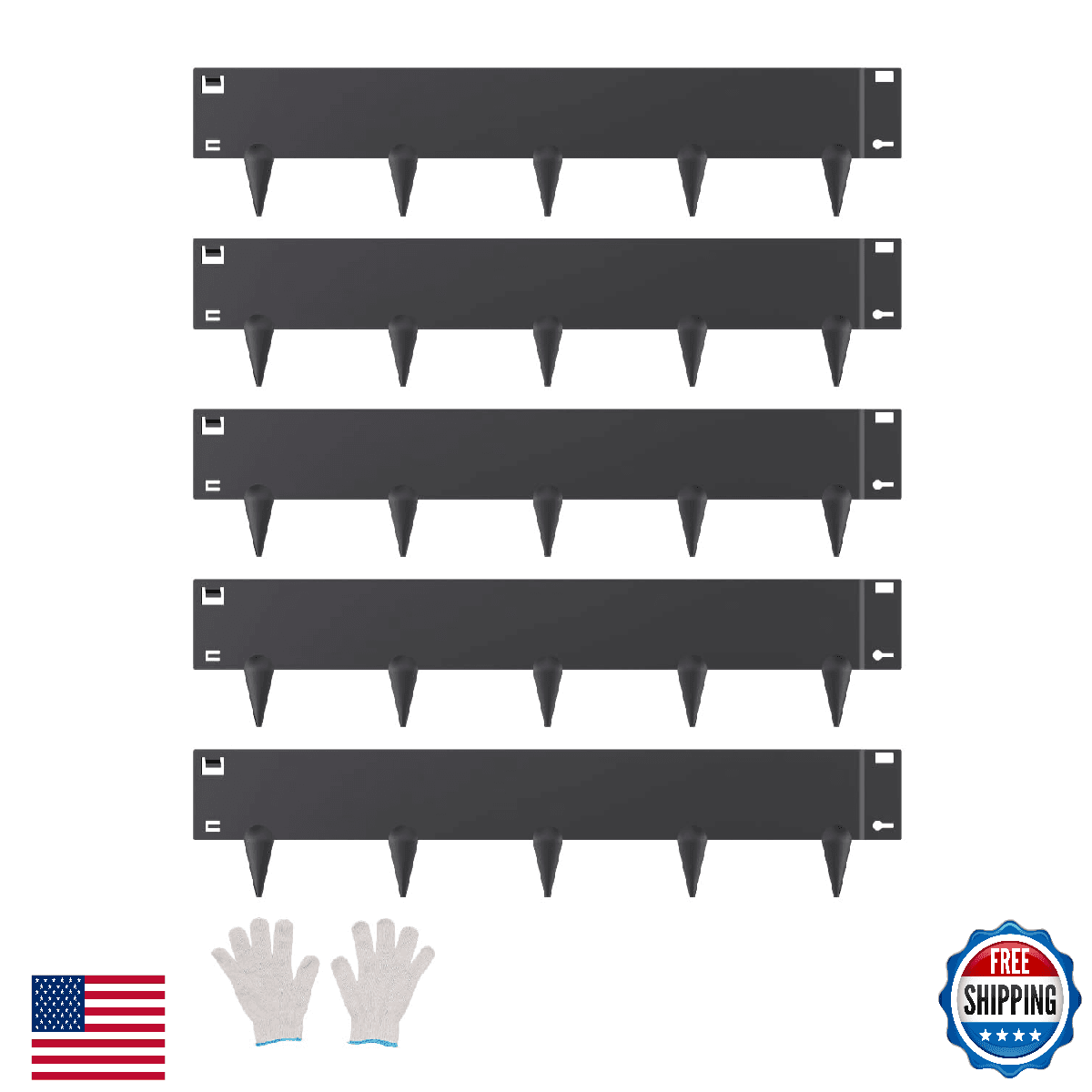 Vevor 5-Packs 39x5 Galvanized Steel Landscape Edging Garden Border Rust-Resistan - Image 1
