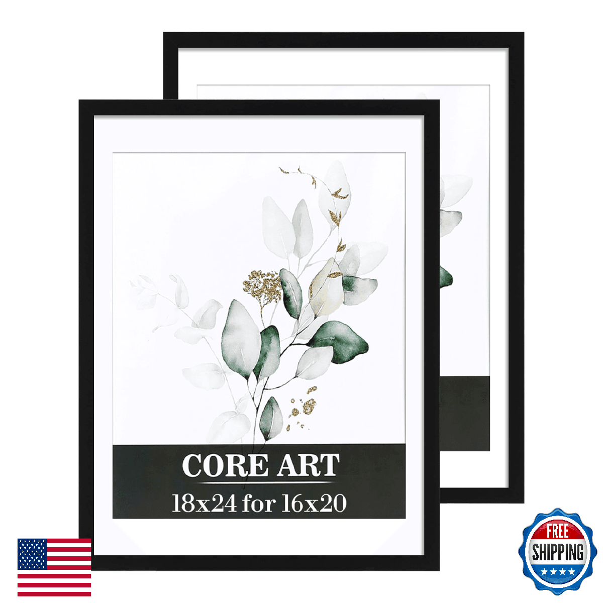 CORE ART 18x24 Black Picture Frame, Displays 16x20 with Mat, Wall or Tabletop - Image 1