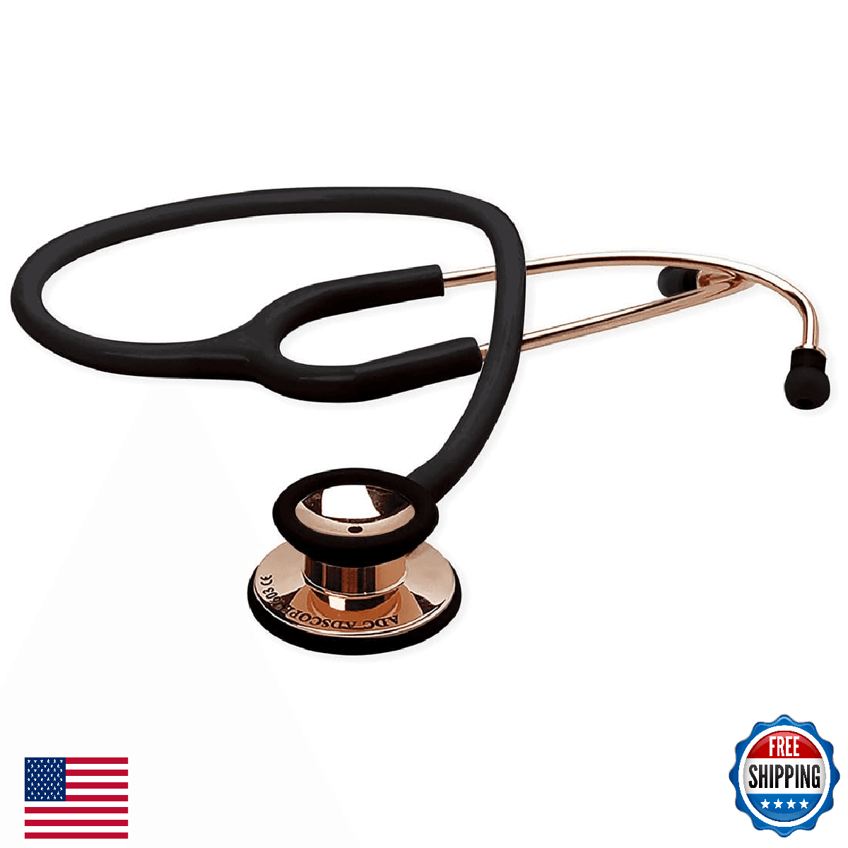 ADC Adscope 603 Clinician Stethoscope, Rose Gold Black, With Tunable AFD Technol - Image 1