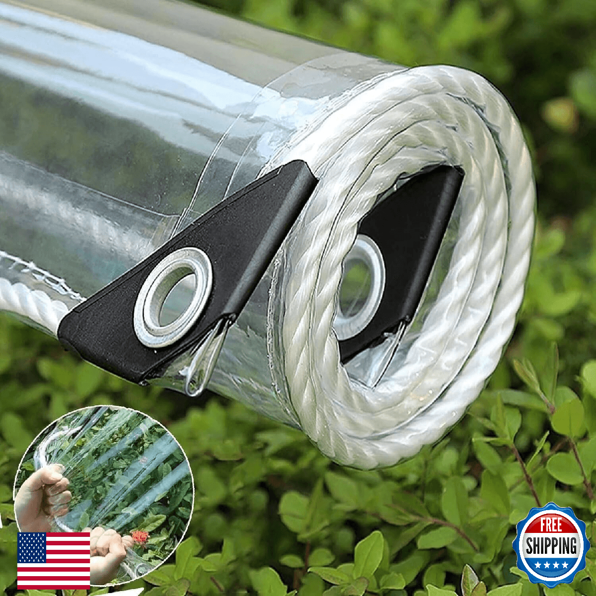6x8ft Clear Tarp 14Mil Heavy Duty PVC Vinyl Transparent Tarp Reinforced Grommets - Image 1