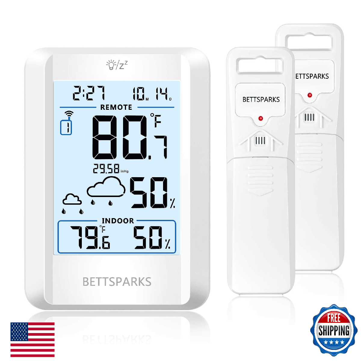 Indoor Outdoor Thermometer Wireless Battery Operated Weather Station Wireless Ex - Image 1