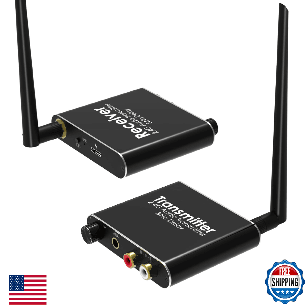 Tendak 2.4Ghz Wireless Audio Transmitter Receiver 160ft Range Low Latency - Image 1