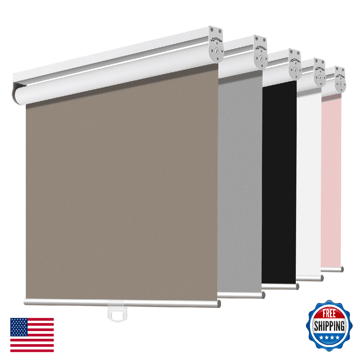 Joydeco 32" Cordless Blackout Window Blinds Coffee Fabric Shades Indoor - Image 1