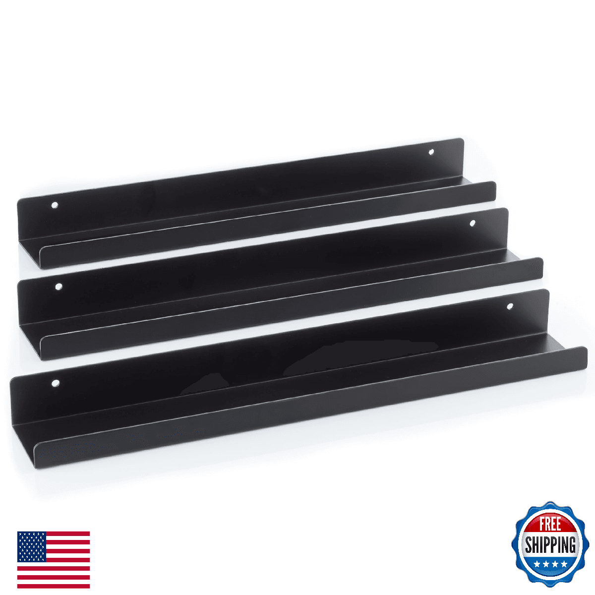 MÖNKE Vinyl Record Shelf - 3 Metal Display Shelves - Wall Mount Now-Playing Viny - Image 1