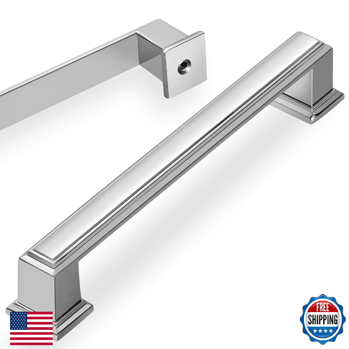 Lardmon 10 Pack 6.3 Inch Chrome Modern Cabinet Pulls Kitchen Handles Drawer Knob - Image 1