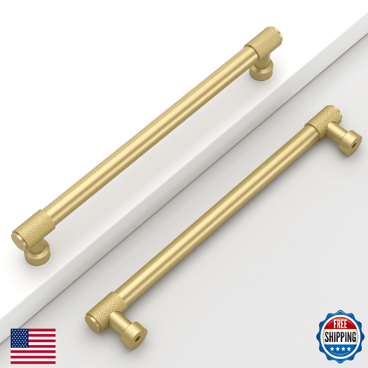 Coinkoly 10 Pack 7.5" Gold Cabinet Pulls Knurled Kitchen Handles Matte Gold Draw - Image 1