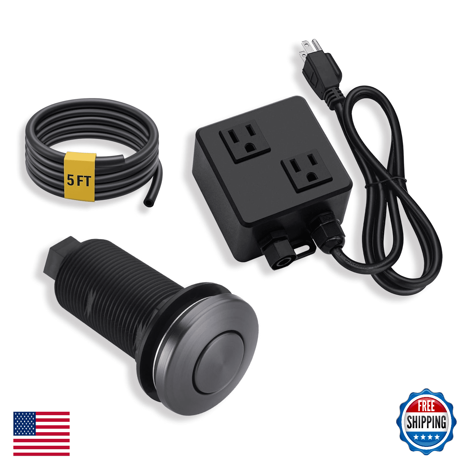 BESTILL Dual Outlet Air Switch Kit for Garbage Disposal UL Listed Sink Top 3.6" - Image 1