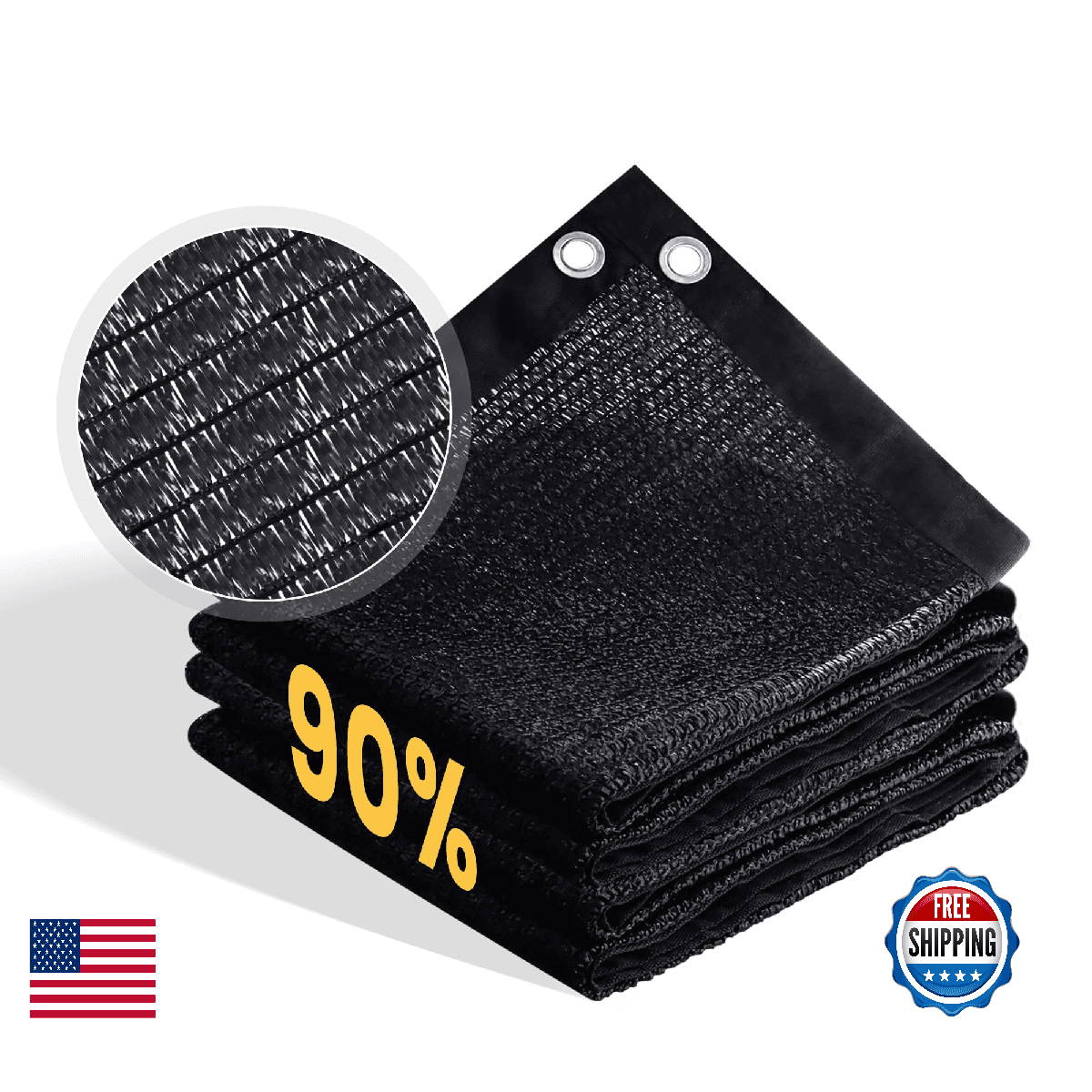 VICLLAX 90% Shade Cloth 12x16FT Durable Black Mesh Trap Grommet Sun Shade Fabric - Image 1