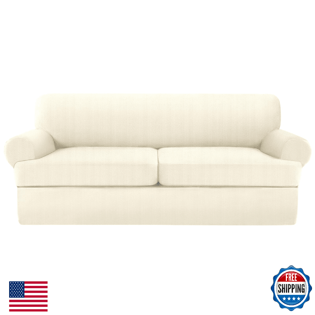 Jcones 3 Piece T Cushion Sofa Slipcovers Stretch Couch Cover Furniture Covers wi - Image 1
