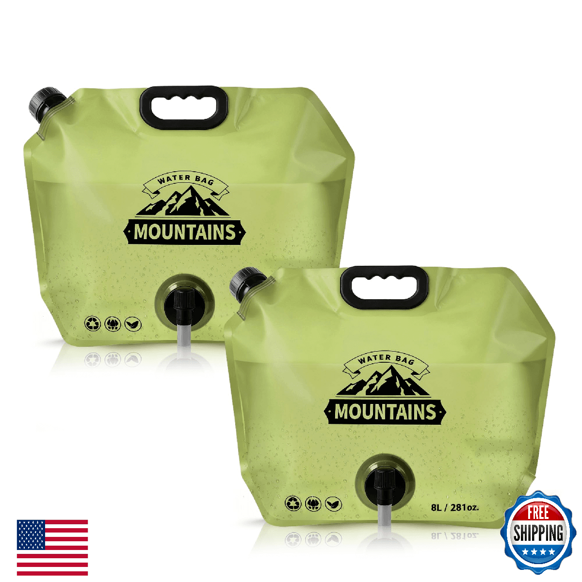 Collapsible 8L 2.1 Gal Water Storage Bag BPA-Free Portable Folding Jug w/ Spigot - Image 1