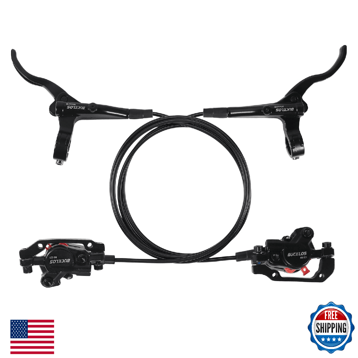 BUCKLOS 2-Piston Hydraulic Disc Brakes w/ Brake Pad & Aluminum Alloy Levers - Image 1