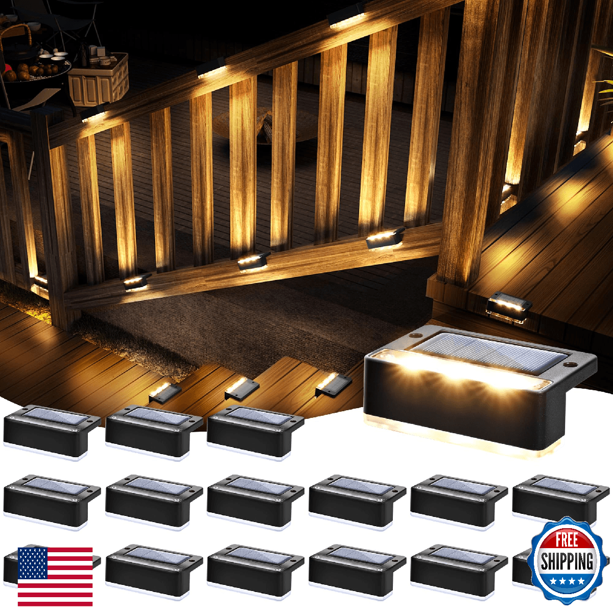 SOLPEX Solar Fence Lights, Solar Deck Lights Outdoor Waterproof Solar Powered fo - Image 1