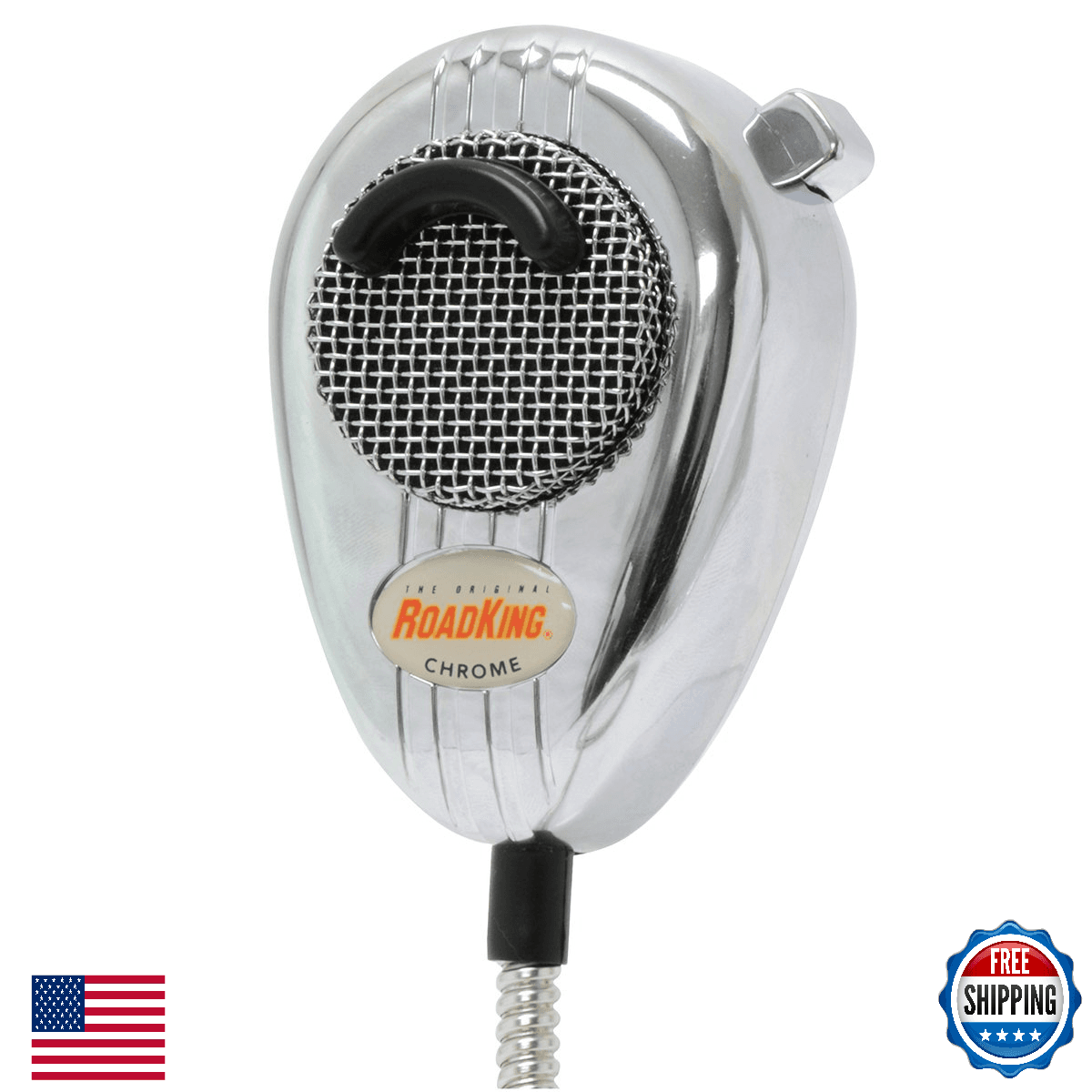 Road King RK56CHSS Chrome Noise Canceling CB Microphone with Chrome Flex Cord - Image 1