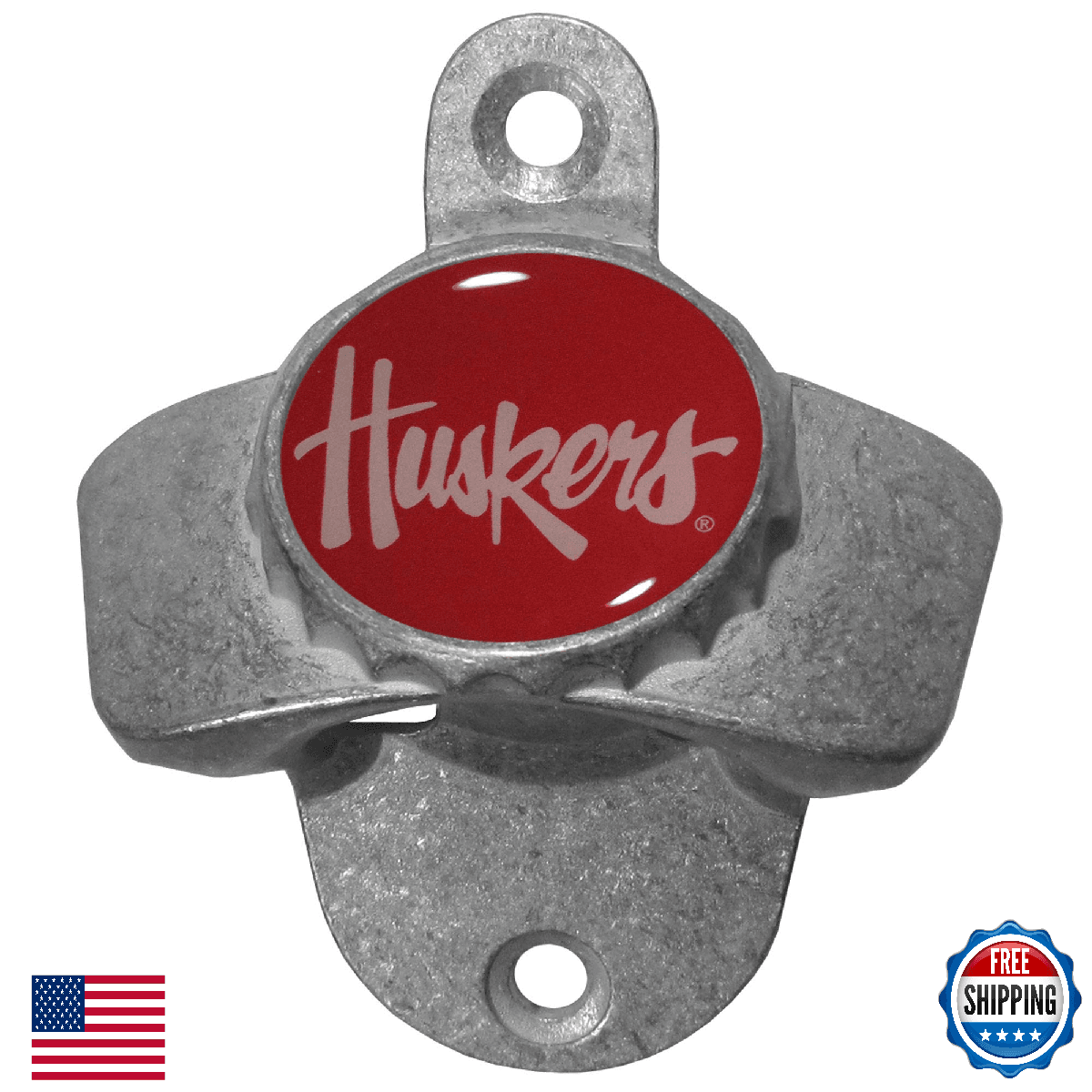 NCAA Nebraska Cornhuskers Heavy Duty Metal Wall Mount Bottle Opener - Image 1