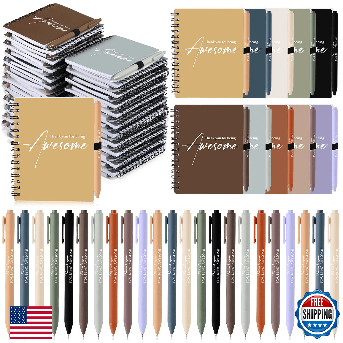 Honoson 30 Sets Mini Notebooks & Pens, Thank You Employee Appreciation Gift Bulk - Image 1