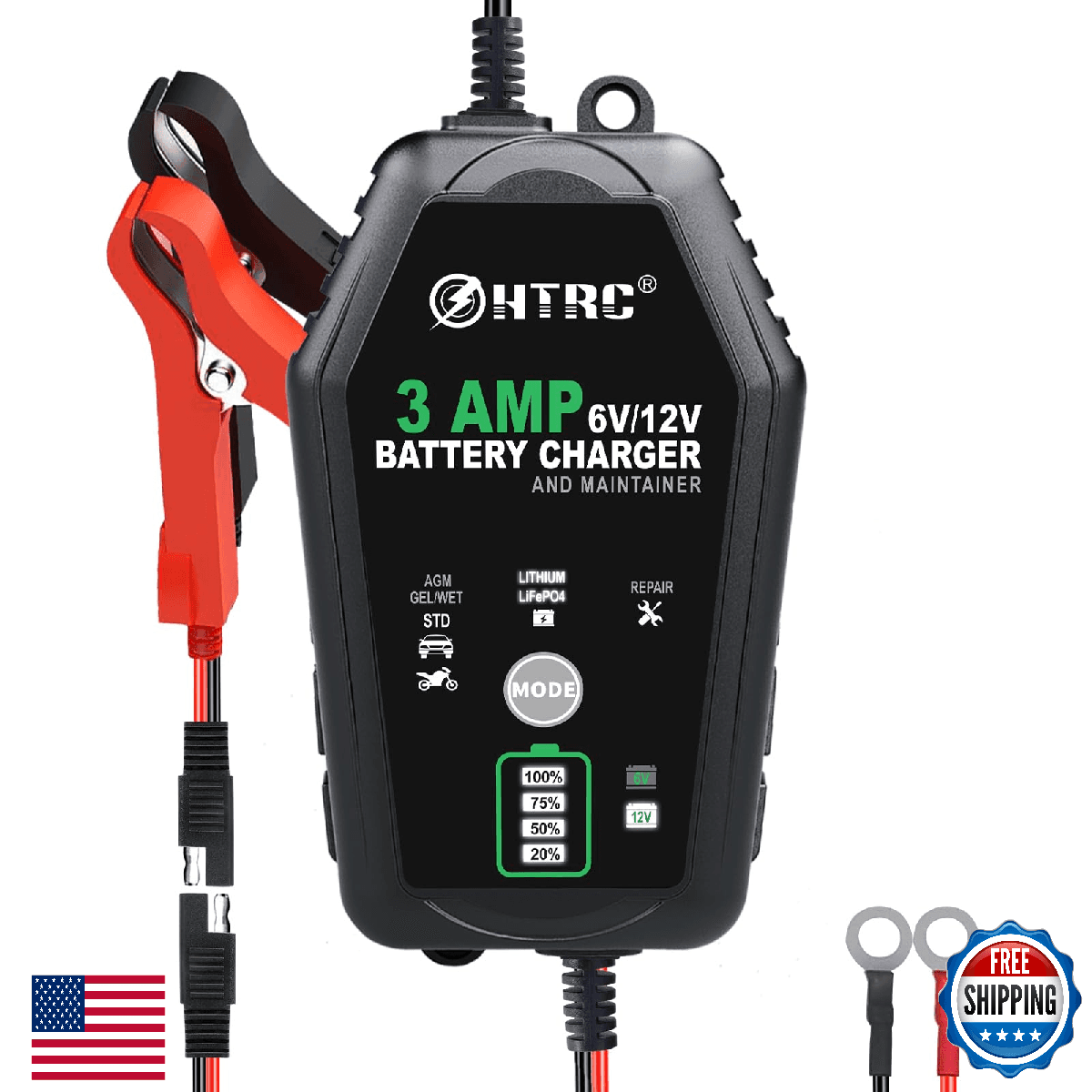 6V 12V 3A Car Battery Charger Maintainer Trickle Charger Desulfurizer Auto - Image 1