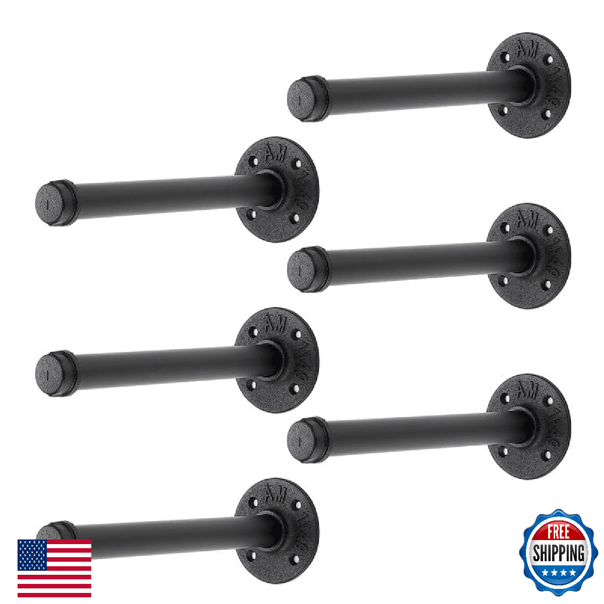Home Expert 10" Black Industrial Pipe Floating Clothing Rack Wall Mounted - Image 1