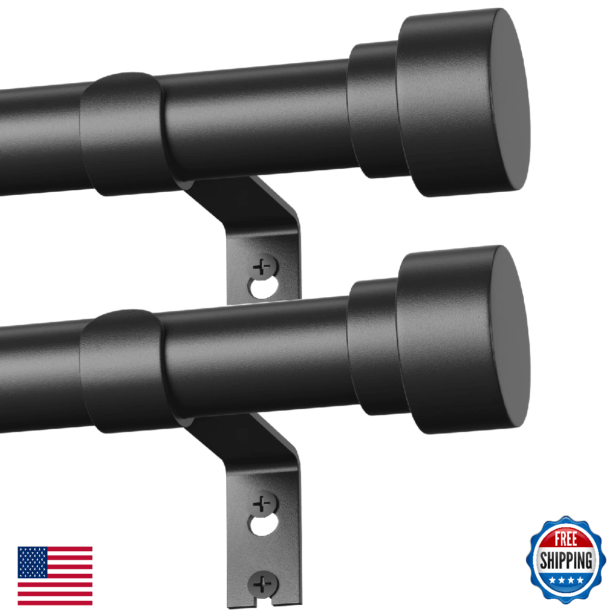 DMDG 2 Pack Black Curtain Rods 32-60in Heavy Duty Adjustable 1in Modern - Image 1