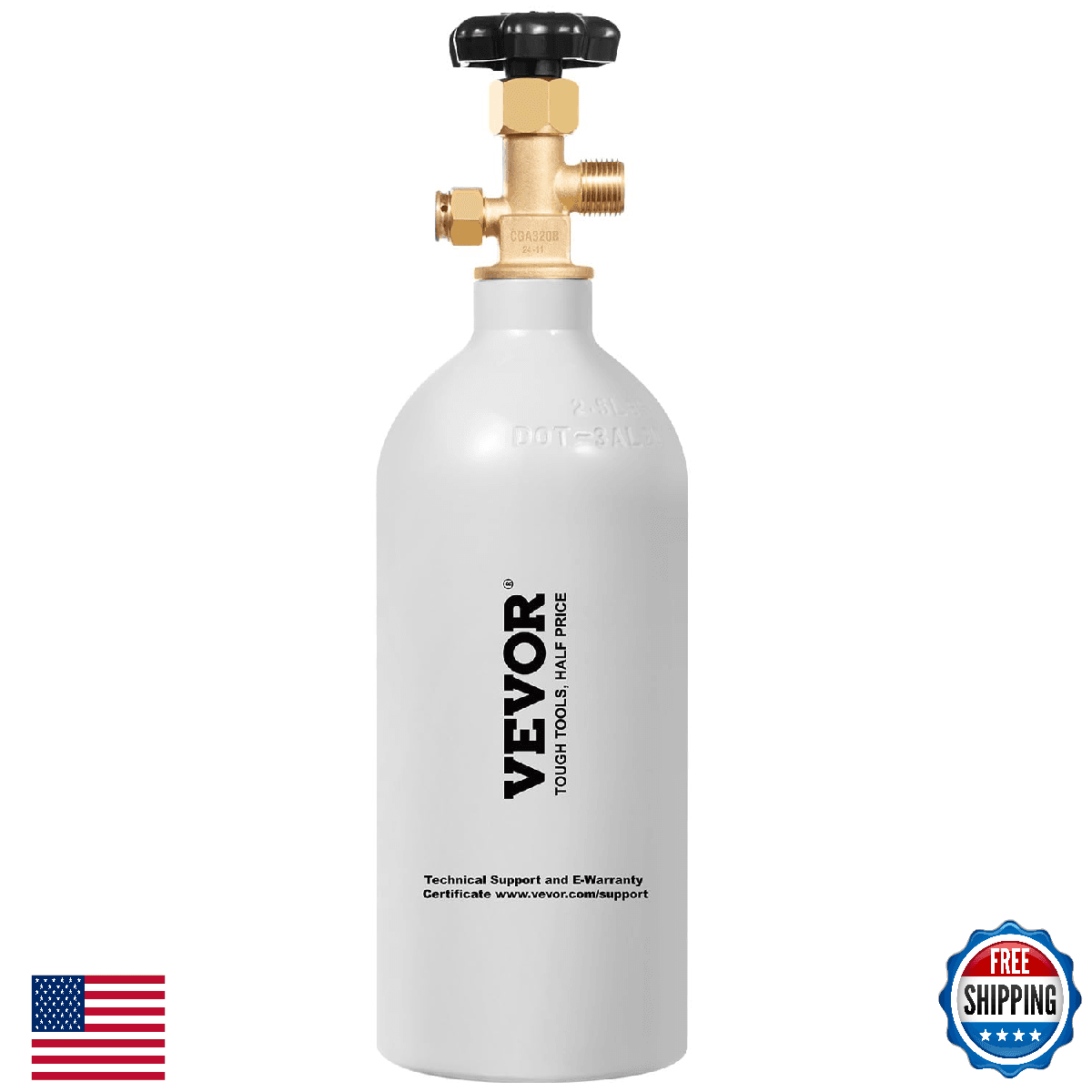 VEVOR CO2 Tank, 2.5 lbs New Aluminum Alloy Cylinder, CO2 Air Tank with Light Gra - Image 1