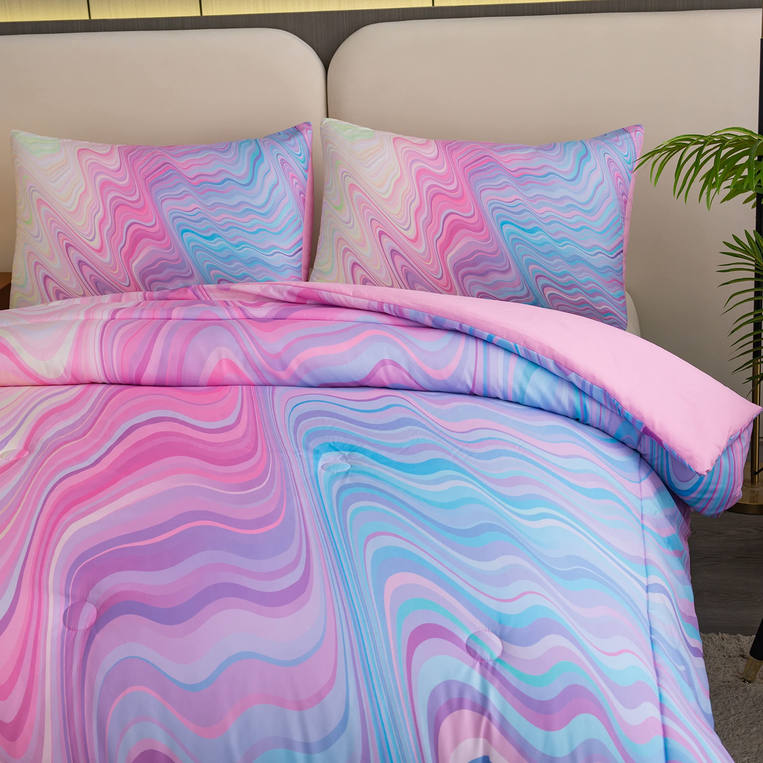 Bodhi 5 PC Twin Pink Comforter Set for Girls - Bed in a Bag - Image 1