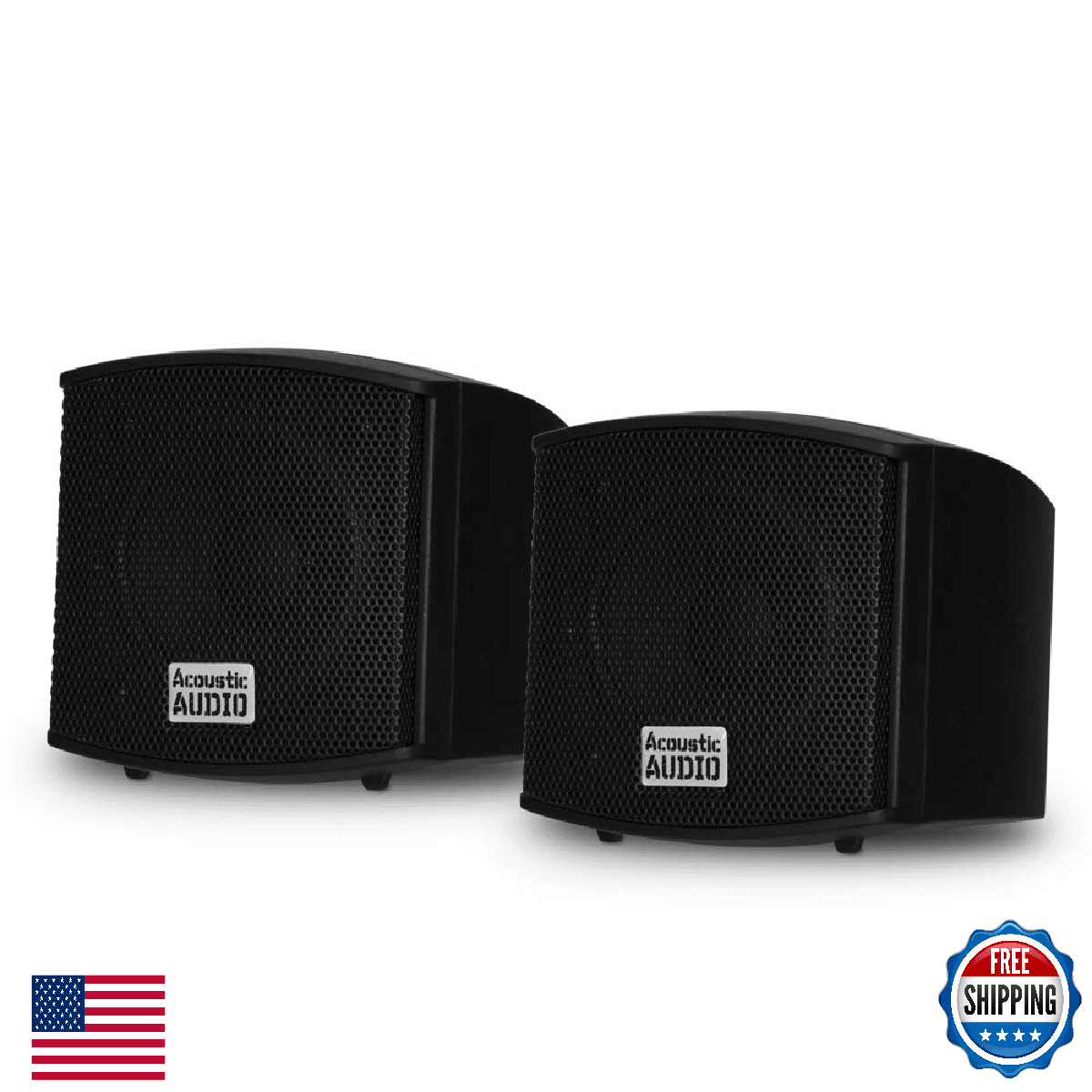 Acoustic Audio AA321B Mountable Indoor Speakers 400W Black Bookshelf Pair - Image 1
