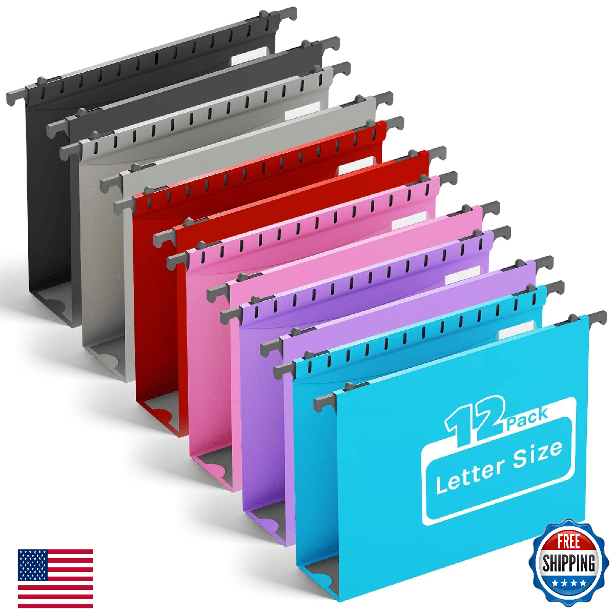 Ansook Heavy Duty Plastic Hanging File Folder, Letter Size, 2" Expansion - Image 1