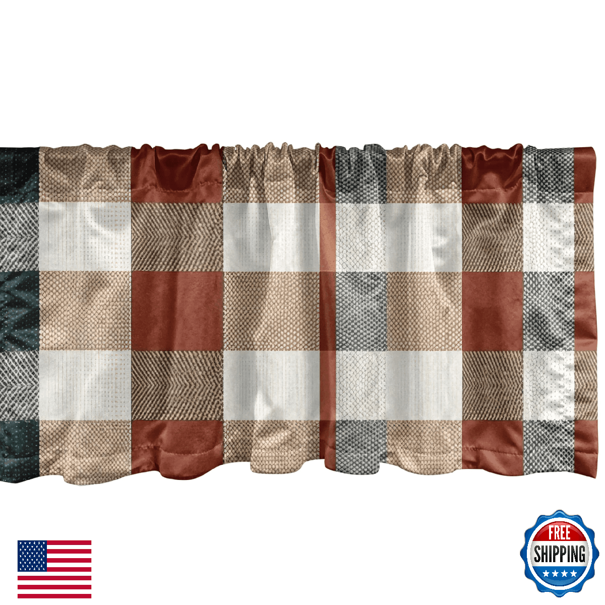 Ambesonne Autumn Plaid Window Valance Pack of 2 Modern Buffalo Tartan Pattern - Image 1