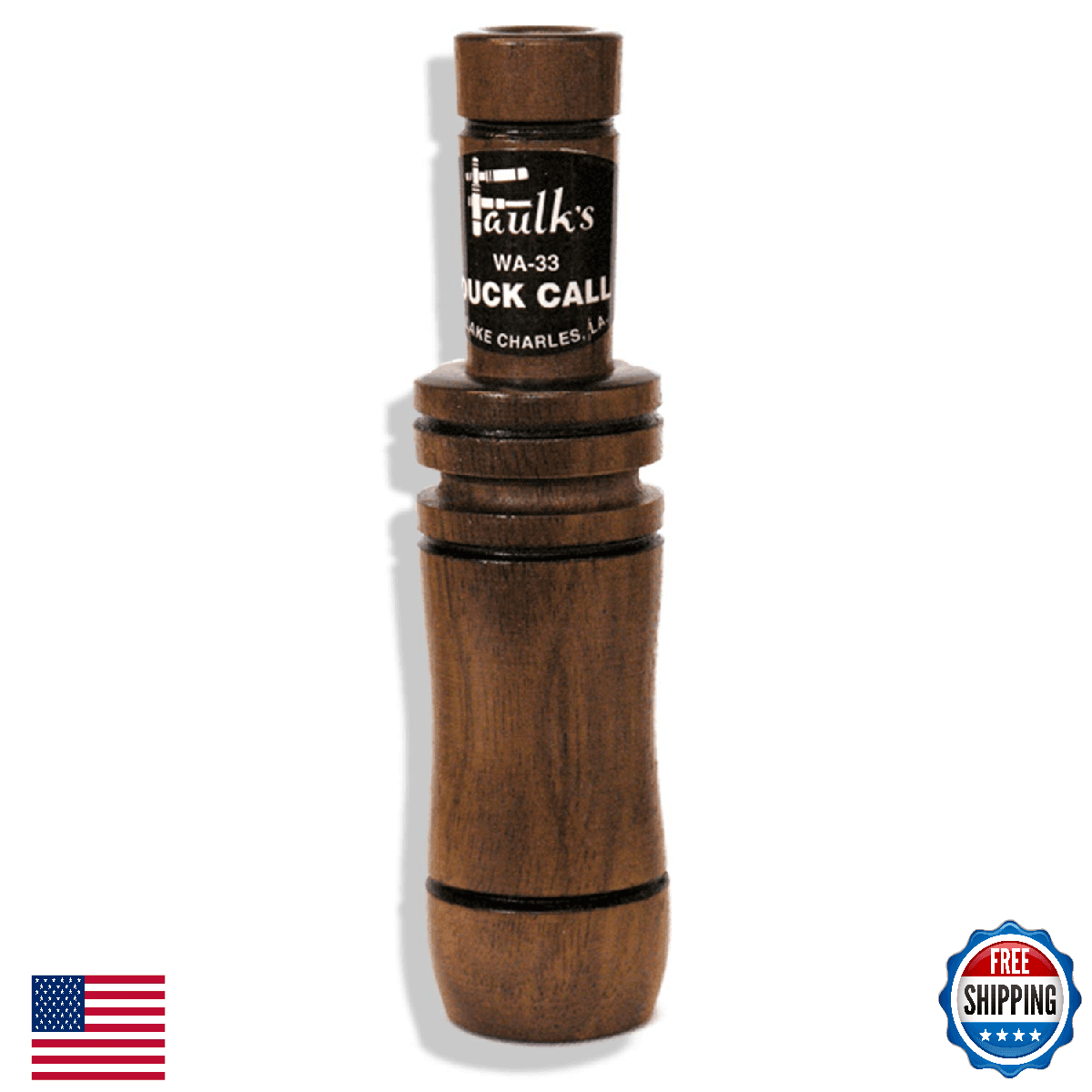 Faulk's Deluxe Duck Call WA-33 BROWN Walnut Hand-Tuned Mallard Tone - Image 1