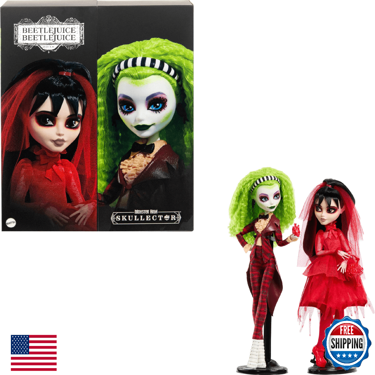 Monster High Skullector Beetlejuice & Lydia Deetz Collector Doll 2-Pack - Image 1