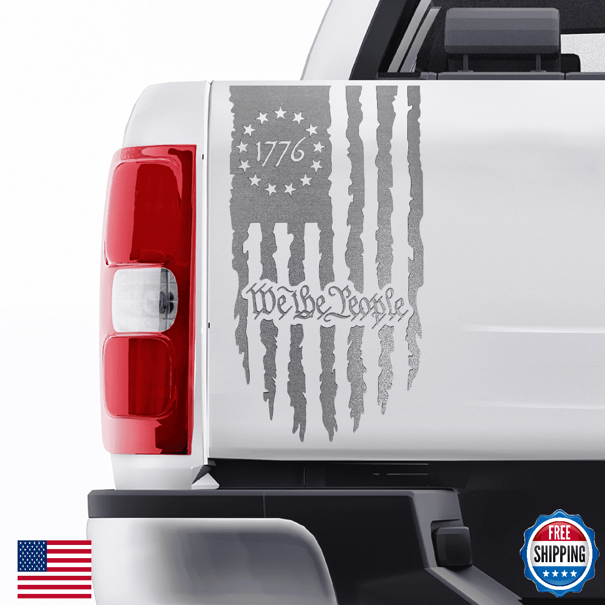 GRITKULTURE We The People Distressed American Flag Vinyl Decal For Trucks Cars - Image 1