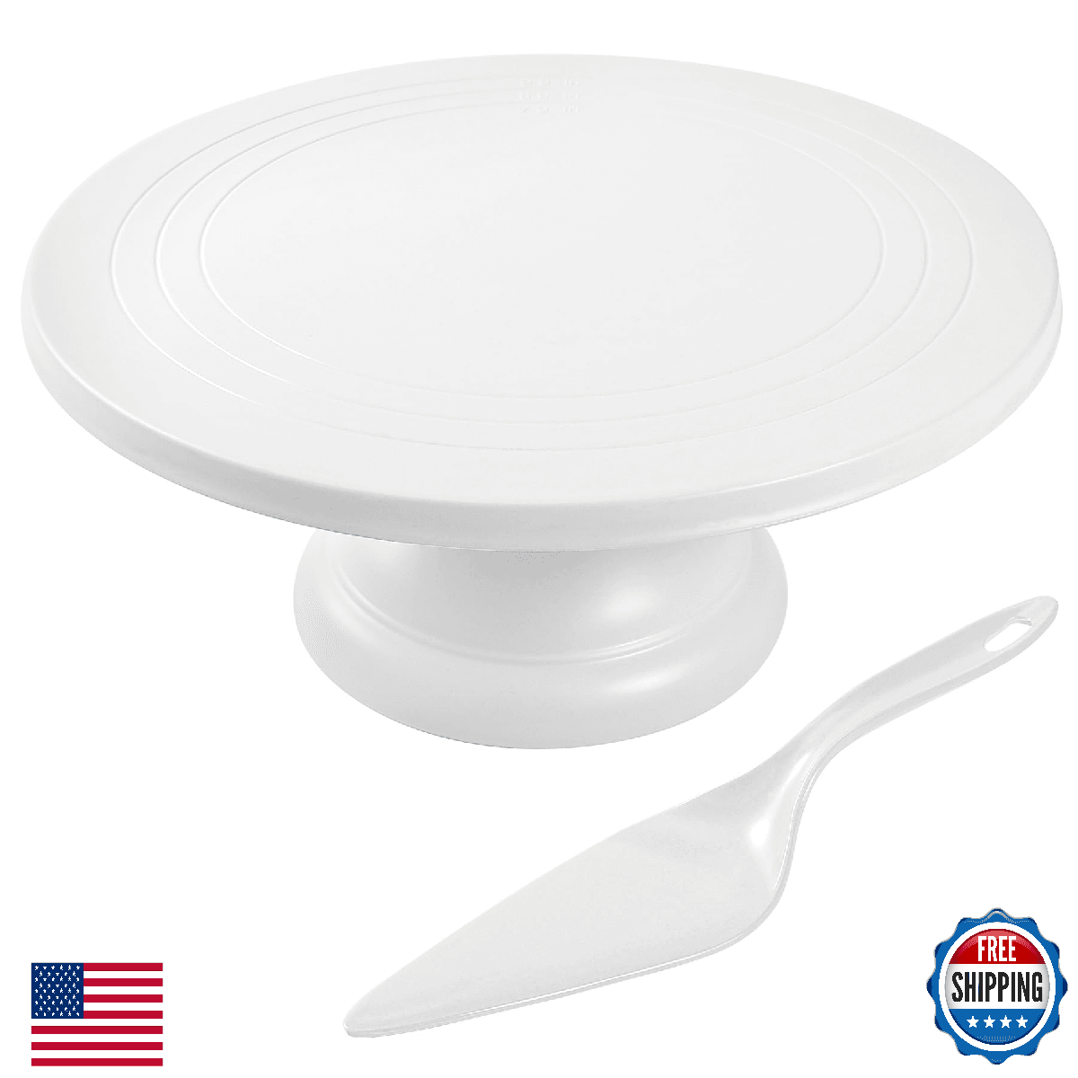 ECWAY Large Cake Stand 12 Inch with Cake Spatula, Round Bamboo Fiber Cupcake Des - Image 1
